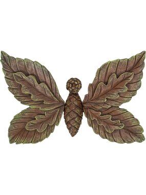 Pinecone Butterfly Outdoor Tree Face Statue - 3" Resin Stone Garden Decor